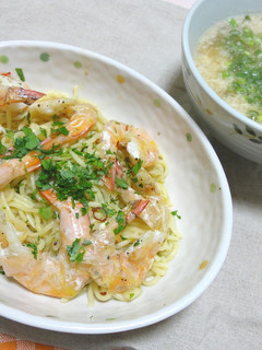 ちゃんぽんde海老のパスタ&玉子スープ-レシピのメイン写真