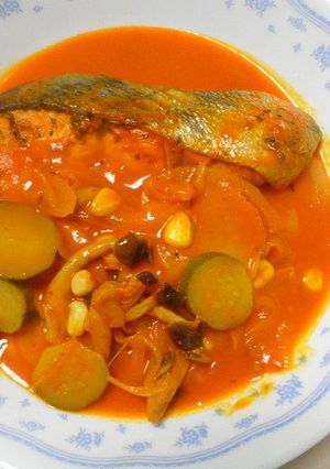 鮭の野菜ジュース煮-レシピのメイン写真