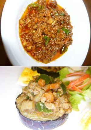 ✿焼きナス✿豚ひき肉の辛みそのせ✿-レシピのメイン写真