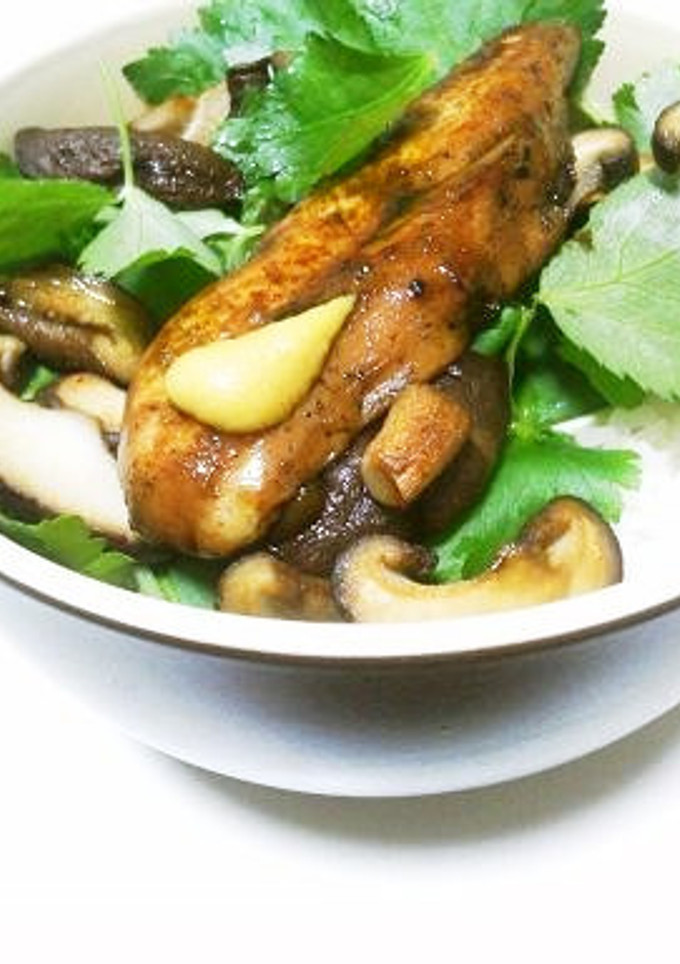 椎茸（しいたけ）と鶏のササミの照り焼き丼-レシピのメイン写真