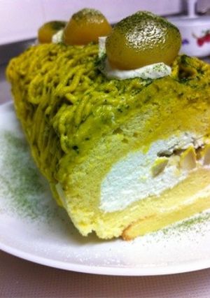 秋味＊栗入りカボチャのモンブランロール♪-レシピのメイン写真