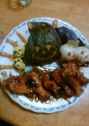 お化け温野菜添え☆鶏手羽先照り焼き-レシピのメイン写真