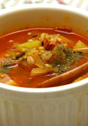一日分の野菜ジュースで雑穀入り健康スープ-レシピのメイン写真