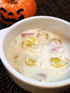 かぼちゃのニョッキをクリームソースで。-レシピのメイン写真