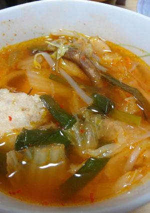 鶏団子とキムチのシャンタンDXスープ♪-レシピのメイン写真