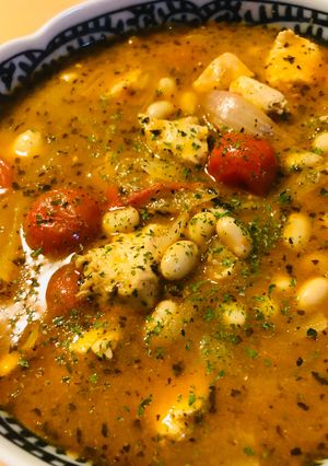 鶏肉と煮豆のプチトマトスープ-レシピのメイン写真