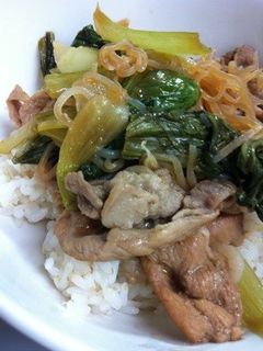 青梗菜と豚肉の甘辛丼-レシピのメイン写真