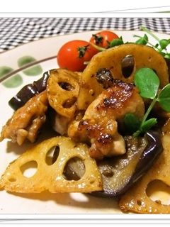 ナスと蓮根と鶏肉の甘酢炒め-レシピのメイン写真