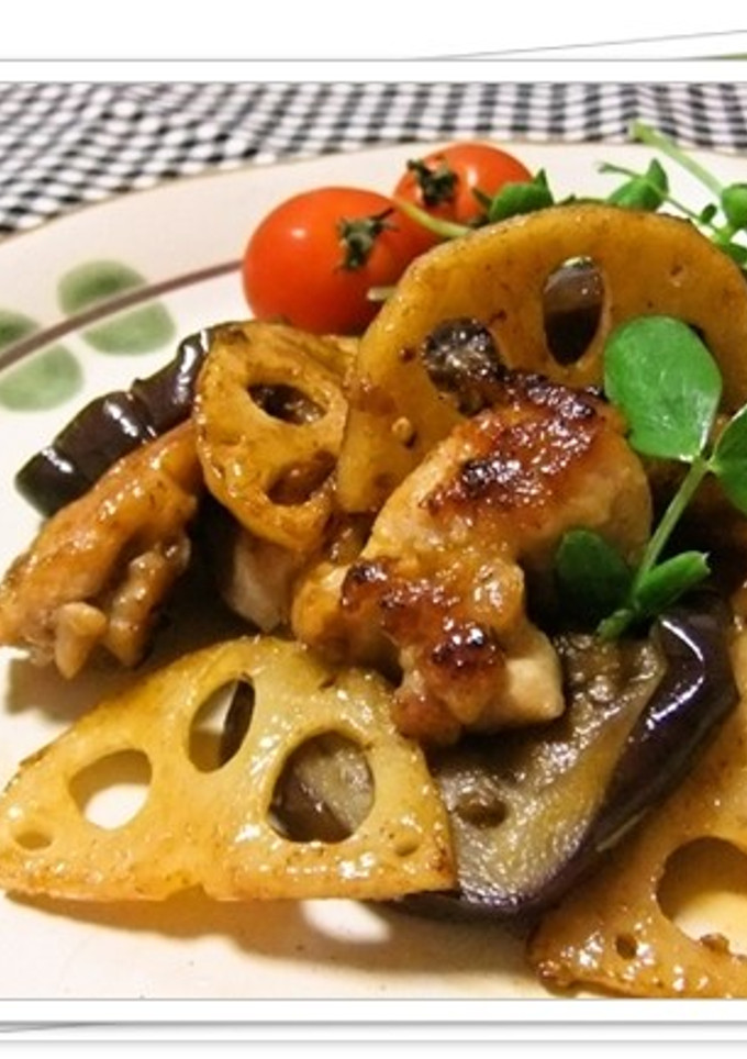 ナスと蓮根と鶏肉の甘酢炒め-レシピのメイン写真
