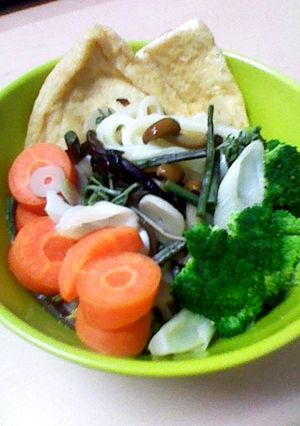 ☆シリコンスチーマーで山菜手抜きうどん☆-レシピのメイン写真