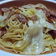 キャベツとベーコンのペペロンチーノ