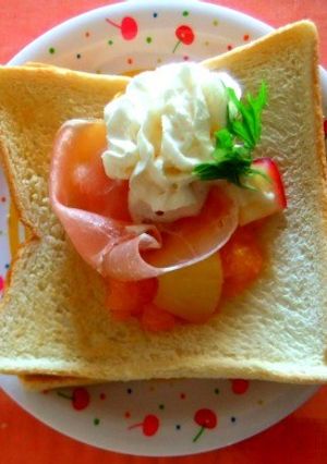 生ハムとフルーツ煮のトースト-レシピのメイン写真