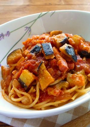 ナスのトマトソースパスタ-レシピのメイン写真