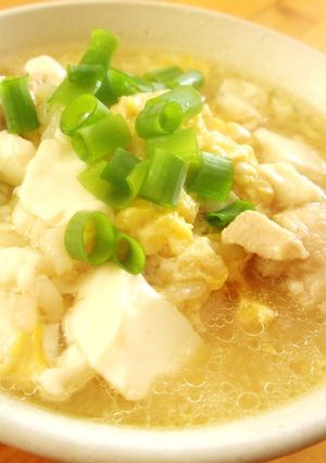 とってもシンプルな豆腐混ぜ混ぜ鶏雑炊-レシピのメイン写真