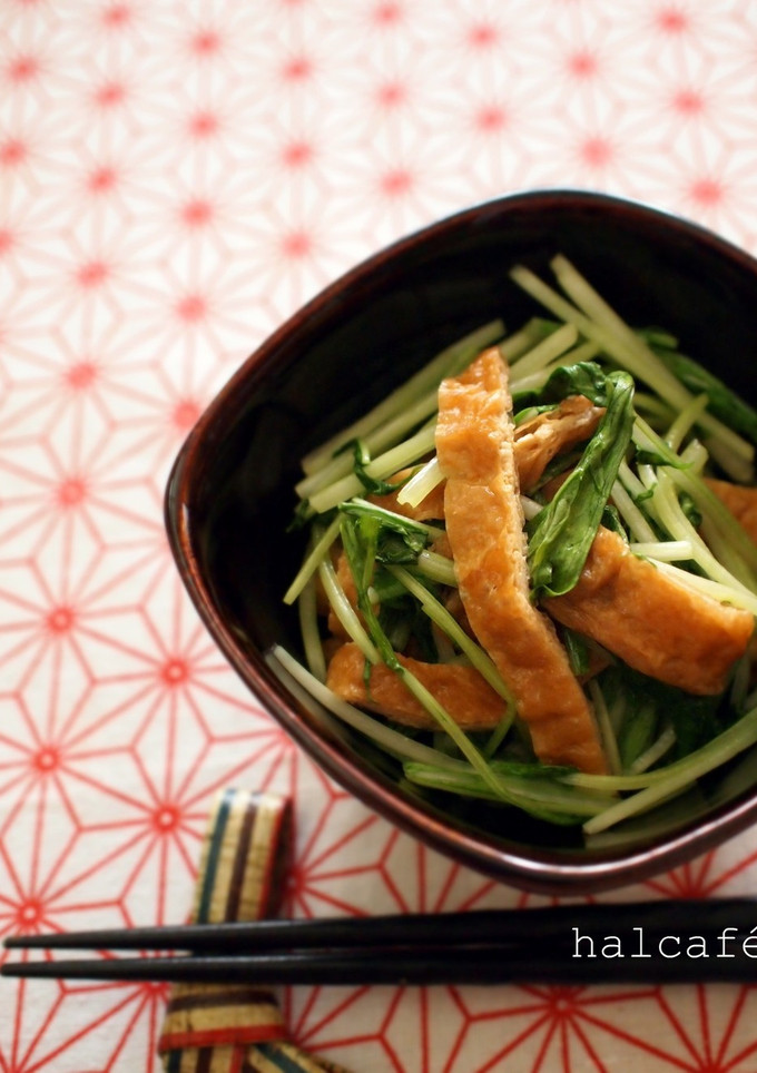 2分でできる♪水菜と油揚げの即席煮びたし-レシピのメイン写真