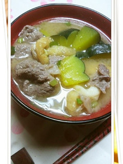牛肉・南瓜de❤具沢山naお味噌汁♪-レシピのメイン写真