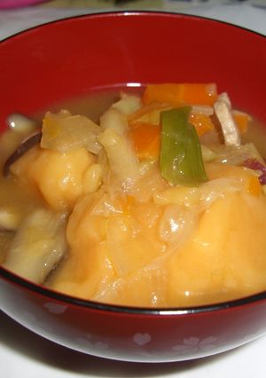 野菜ジュースdeあったかすいとん-レシピのメイン写真