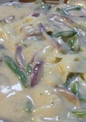 糖質オフ　こんにゃく麺のクリームパスタ風-レシピのメイン写真
