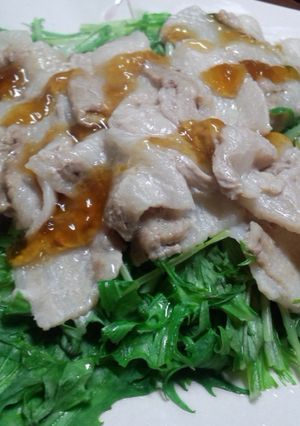 簡単!!豚肉と水菜のレンジ蒸し☆-レシピのメイン写真