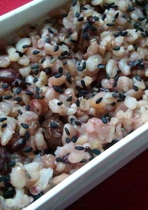 玄米と押し麦の小豆ごはん-レシピのメイン写真