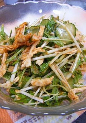 蒸し鶏と水菜の韓国風サラダ-レシピのメイン写真