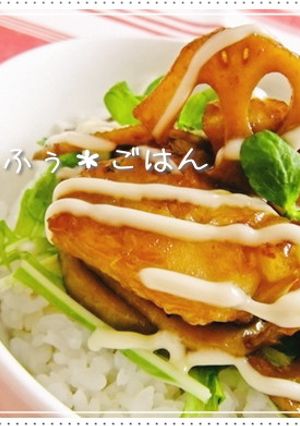 カフェごはん♪カレイと蓮根のテリヤキ丼-レシピのメイン写真