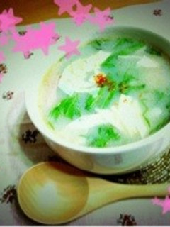 湯葉と水菜のジンジャー豆乳soup-レシピのメイン写真