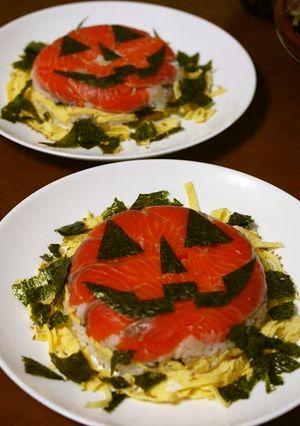 ハロウィン☆ジャックのサーモンちらし寿司-レシピのメイン写真