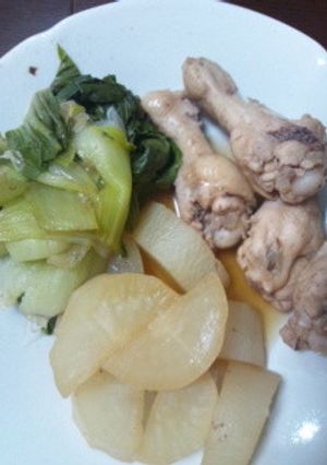 手羽元と大根、チンゲン菜の煮物-レシピのメイン写真