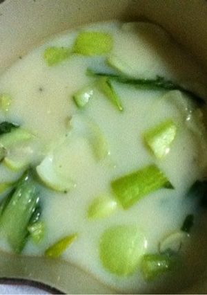 ちんげん菜とハムの豆乳スープ-レシピのメイン写真