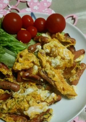 パパッと朝食ポークビッツの卵炒め-レシピのメイン写真