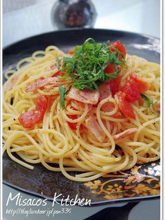 トマトと大葉の和風パスタ♪-レシピのメイン写真