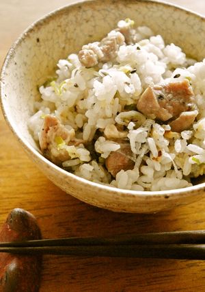 豚と葱と黒胡麻の炊き込みご飯-レシピのメイン写真