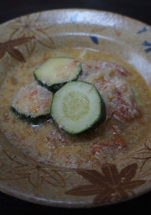 ズッキーニとトマトの豆乳スープパスタ-レシピのメイン写真