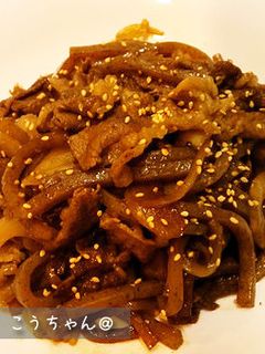 懐かしい♪牛肉とこんにゃくの甘辛炒め-レシピのメイン写真