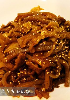 懐かしい♪牛肉とこんにゃくの甘辛炒め-レシピのメイン写真