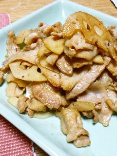 れんこんと豚バラの炒め物-レシピのメイン写真