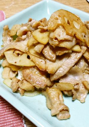 れんこんと豚バラの炒め物-レシピのメイン写真