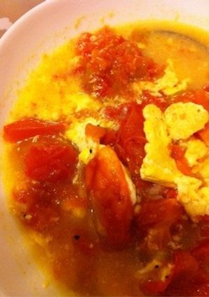 レンジでトマトと卵の美肌スープ-レシピのメイン写真