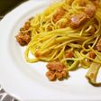 スパムとエリンギと大葉のパスタ