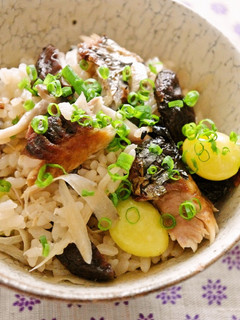 サンマときのこと銀杏の秋の炊き込みご飯-レシピのメイン写真