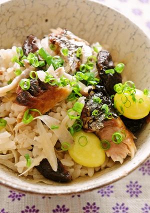 サンマときのこと銀杏の秋の炊き込みご飯-レシピのメイン写真