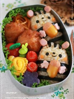 キャラ弁☆秋に俵おにぎりのリスくん♪-レシピのメイン写真