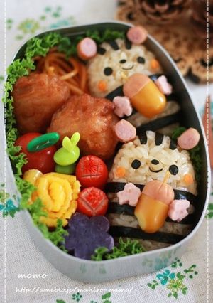 キャラ弁☆秋に俵おにぎりのリスくん♪-レシピのメイン写真