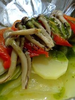 白身魚と野菜のホイル蒸し・バジルソースで-レシピのメイン写真