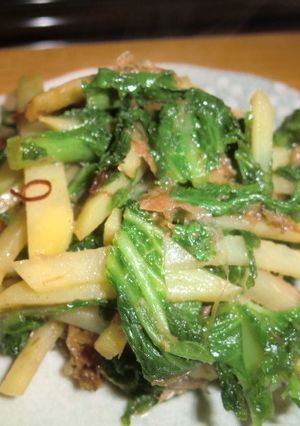 ♥時には…わさび菜とじゃがいも炒め♪♪-レシピのメイン写真