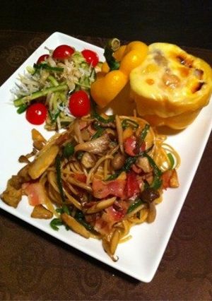 きのことベーコンのバター醤油パスタ♡-レシピのメイン写真