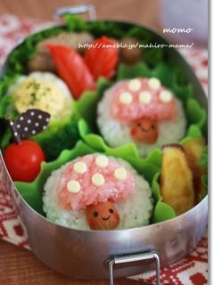 秋キャラ弁☆ミニきのこちゃんおにぎり-レシピのメイン写真