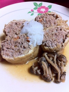 ひき肉と油揚げのつつみ煮♡-レシピのメイン写真