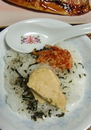 のり＋キムチ＋豆銘でいただくおかゆさん-レシピのメイン写真